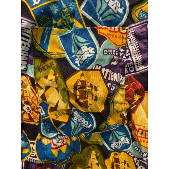 Disney Parks Disneyland Attraction Badges Mens Button-Up Shirt Medium Multicolor - Picture 6 of 7